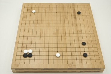 Bambusbrett, 19x19, 50mm, dunkel mit gefrästen Linien (2. Wahl)