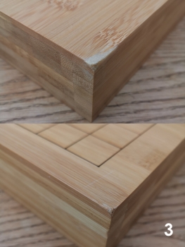 Preview: Bambusbrett, 19x19, 50mm, dunkel mit gefrästen Linien (2. Wahl)