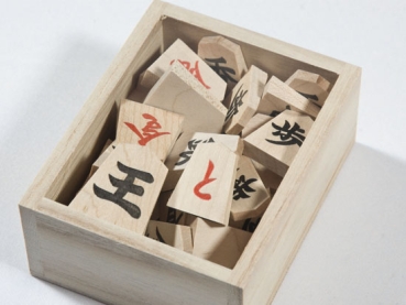Preview: Shogi-Steine, Holz, einfache Kanji (rote Rückseite)